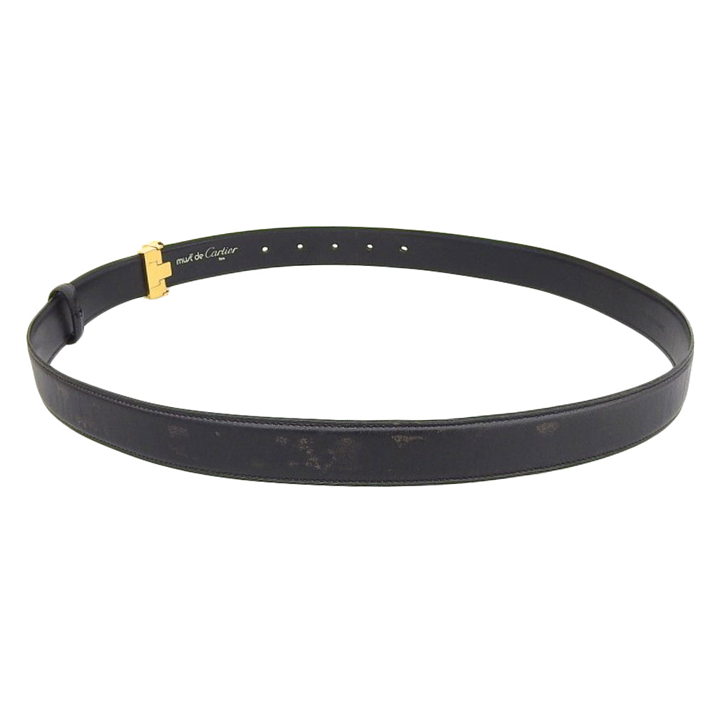 Cartier Must de Cartier Leather Belt 108cm Black with Gold Hardware in Good Condition