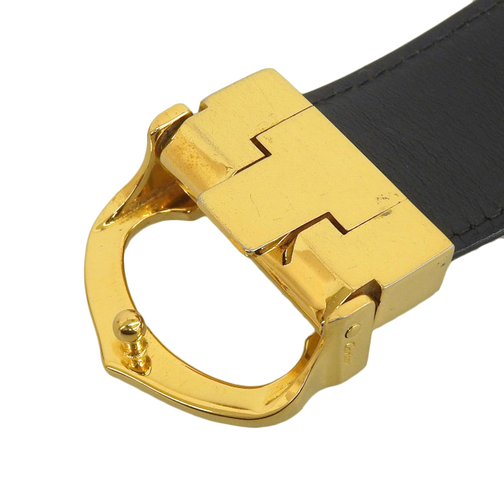 Cartier Must de Cartier Leather Belt 108cm Black with Gold Hardware in Good Condition