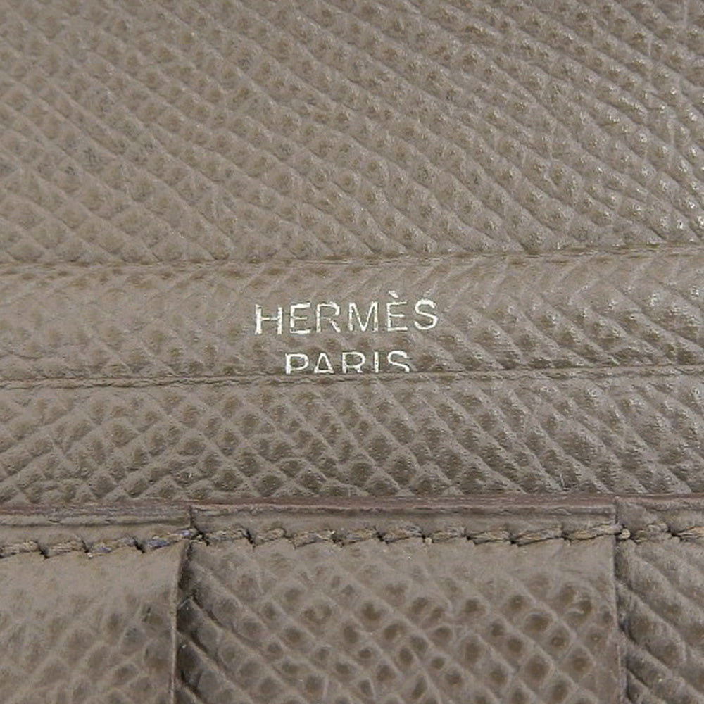 Hermes Bearn Souffle Long Wallet Epson Etoupe Gray in Very Good Condition