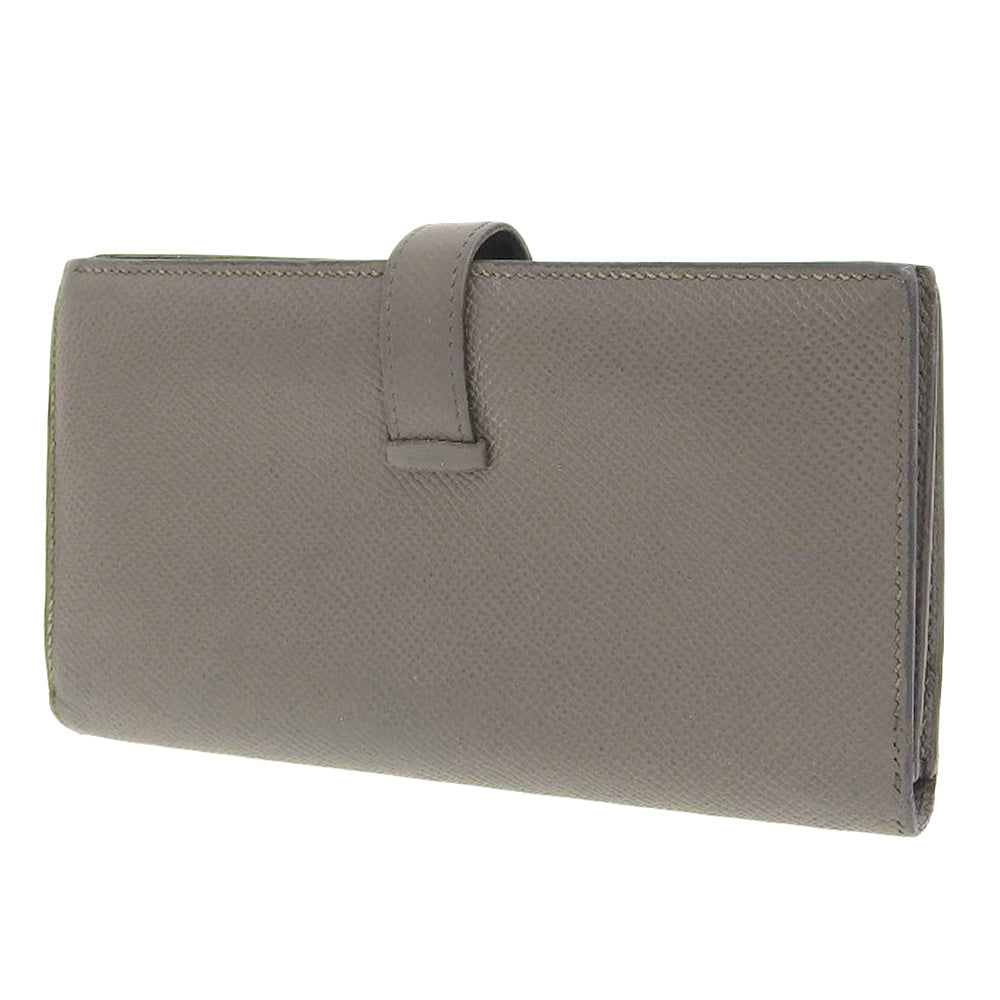 Hermes Bearn Souffle Long Wallet Epson Etoupe Gray in Very Good Condition