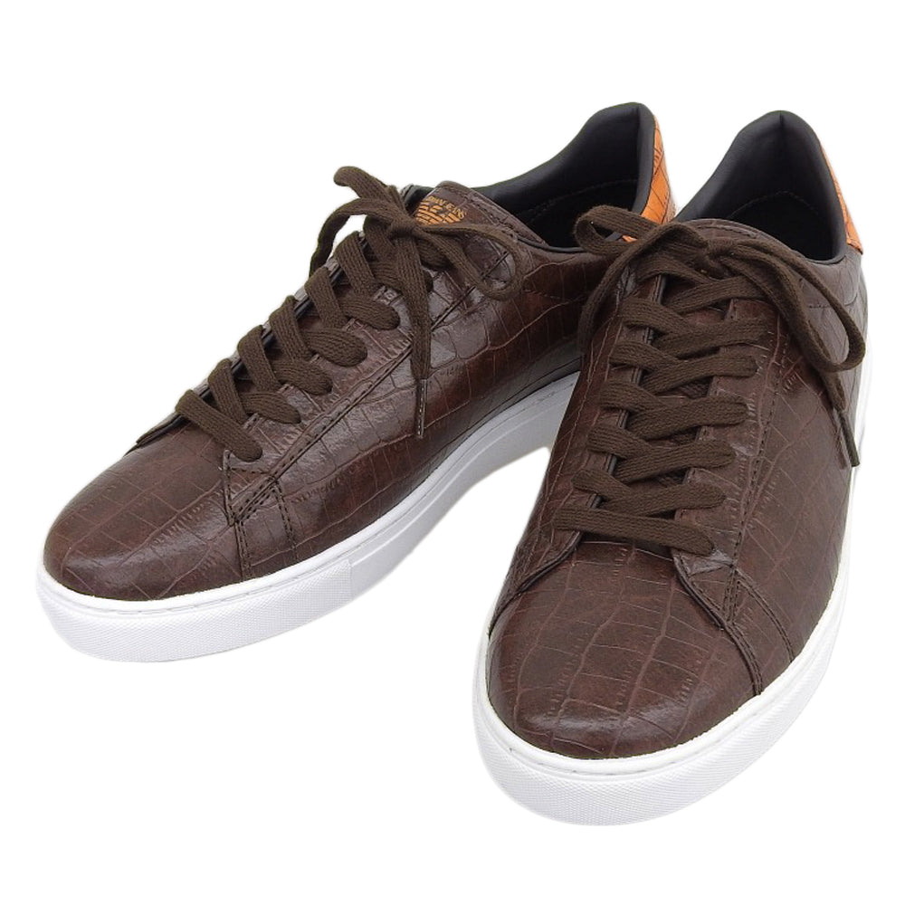 Armani Low-Cut Leather Sneakers Brown 43