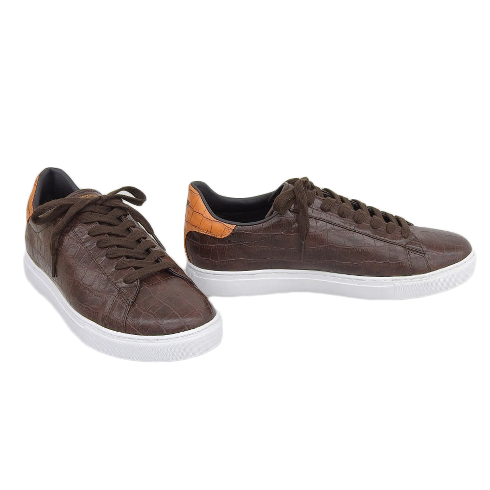 Armani Low-Cut Leather Sneakers Brown 43