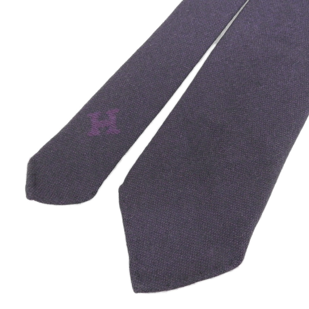 Hermes Cashmere Tie Purple Simple Used in Great Condition