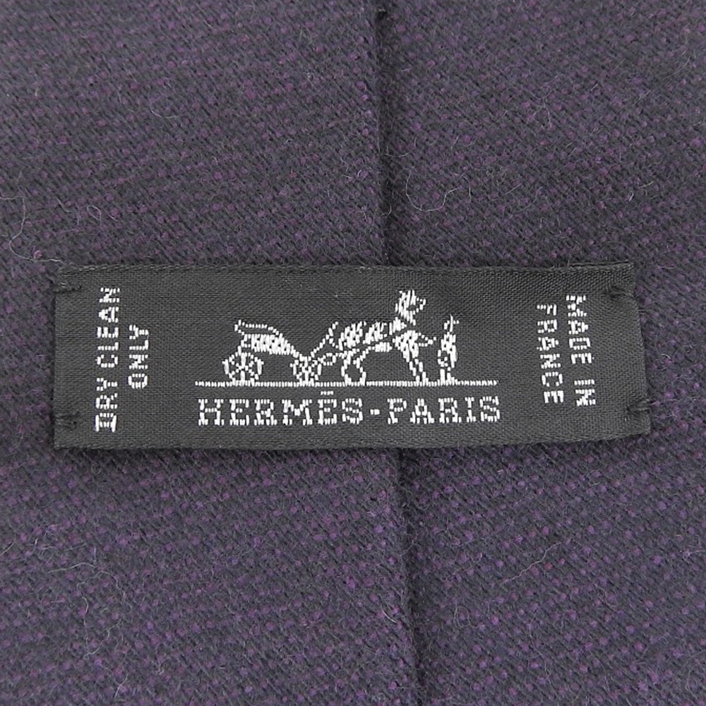 Hermes Cashmere Tie Purple Simple Used in Great Condition