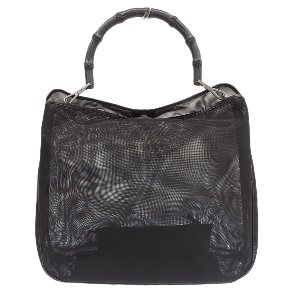 Gucci Bamboo Mesh Handbag 0015577 Black in Good Condition