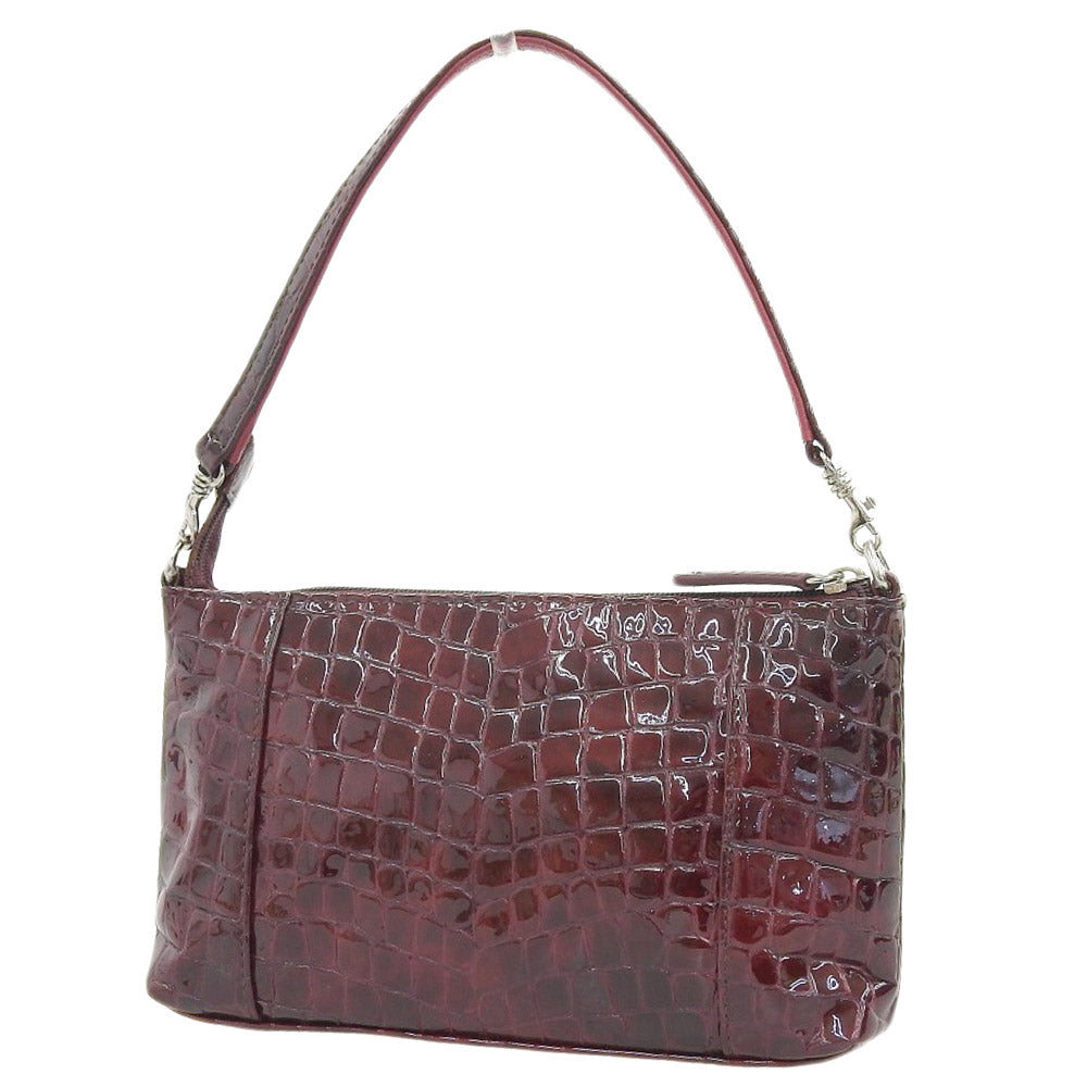 Rare 2WAY Croc Embossed Leather Handbag Shoulder Bag