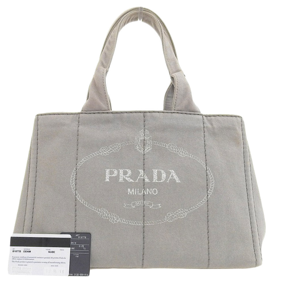 Prada Denim Canapa Tote Handbag B1877B