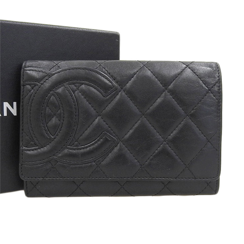 Chanel Cambon Line Leather Bifold Wallet A26722 in Great Condition