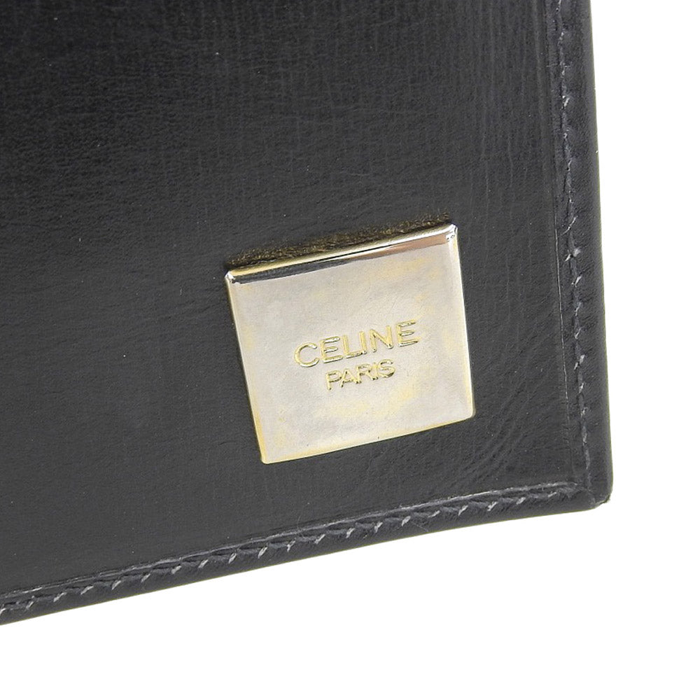 Celine Leather Bifold Long Wallet Black in Very Good Condition