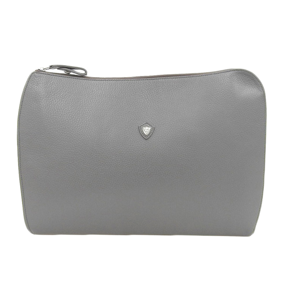 Chambord Sellier Shrink Leather Clutch Bag Gray