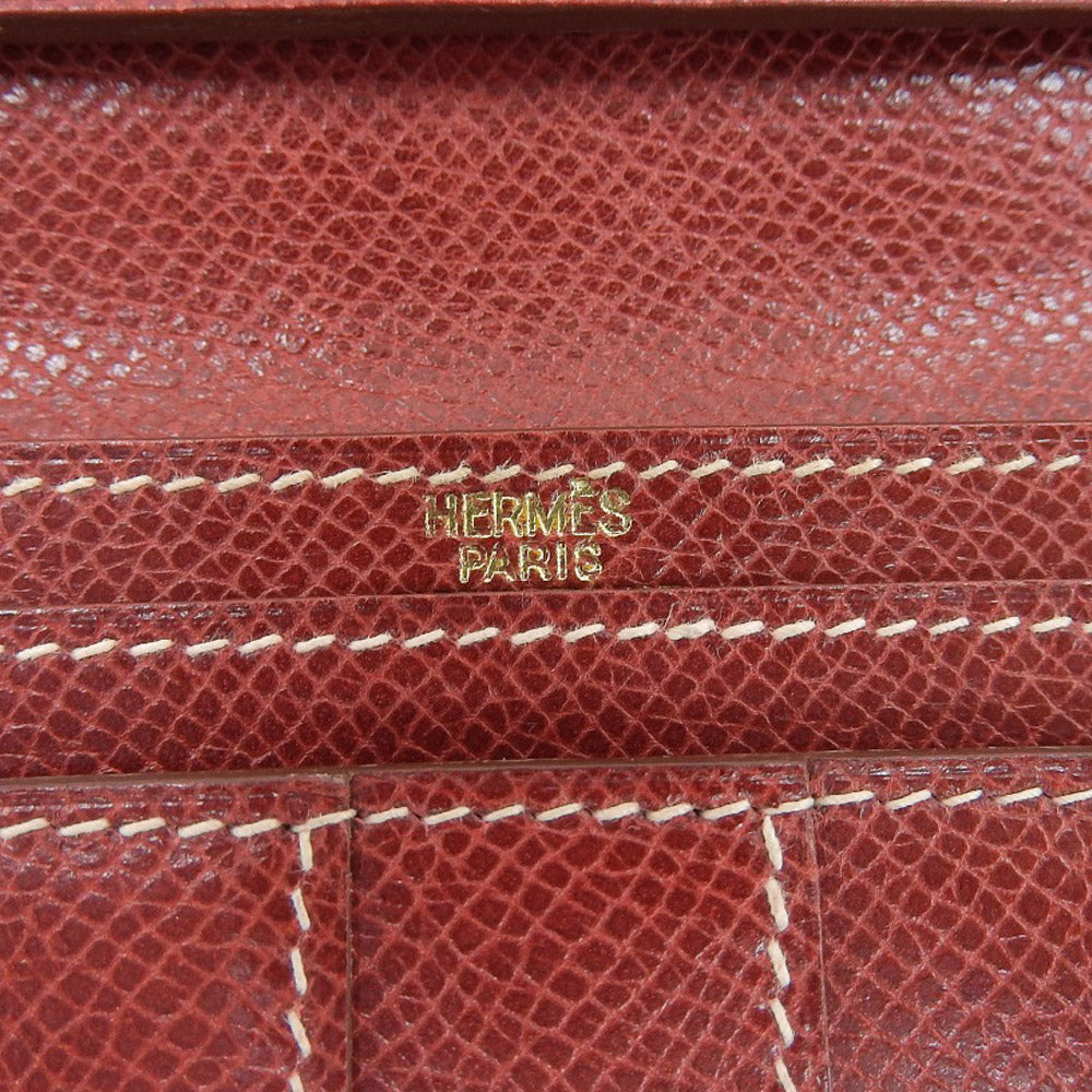 Hermes Bearn Long Wallet Red in Very Good Condition