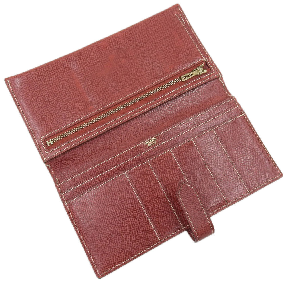 Hermes Bearn Long Wallet Red in Very Good Condition