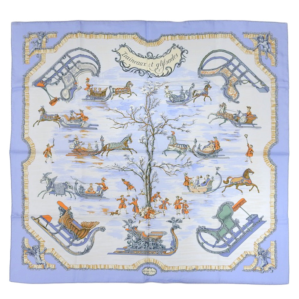 Hermes Silk Scarf Carré 90 Blue