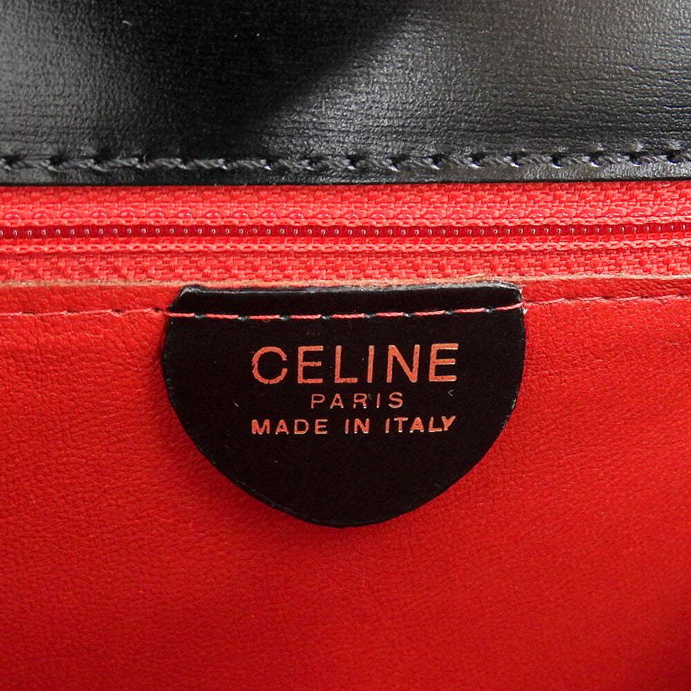 Celine Leather Top Handle Handbag Black Vintage