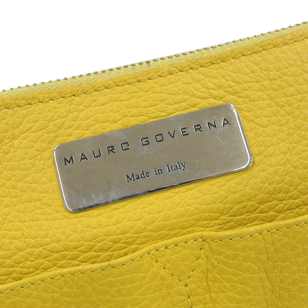 Mauro Governa 2WAY Leather Handbag Shoulder Bag Yellow in Great Condition