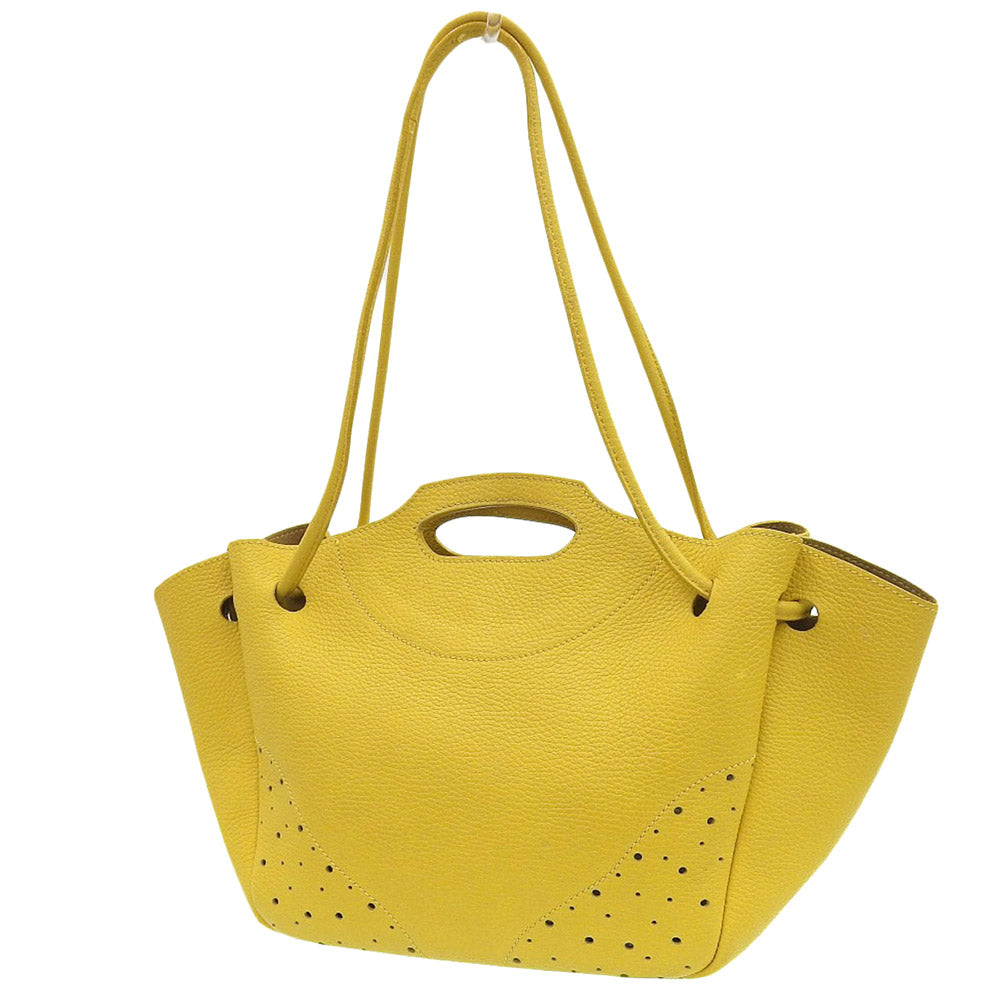 Mauro Governa 2WAY Leather Handbag Shoulder Bag Yellow in Great Condition