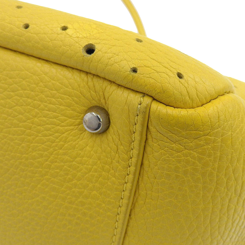 Mauro Governa 2WAY Leather Handbag Shoulder Bag Yellow in Great Condition