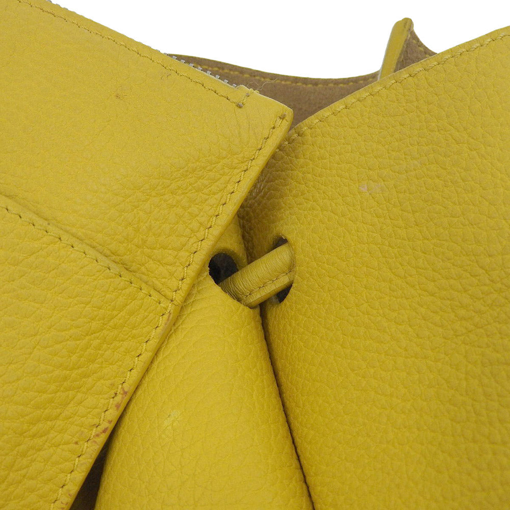 Mauro Governa 2WAY Leather Handbag Shoulder Bag Yellow in Great Condition