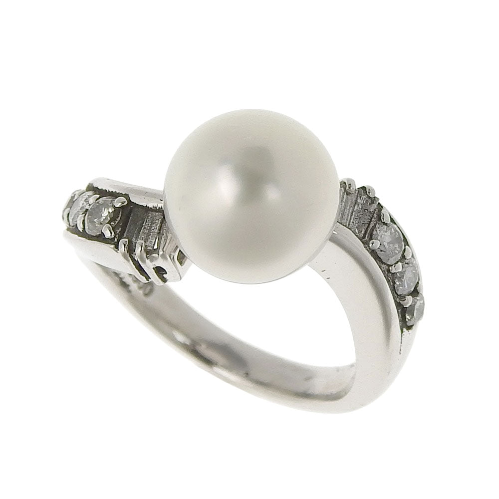 Platinum Pt900 Pearl 10.0mm Diamond 0.41ct Ring in Excellent Condition