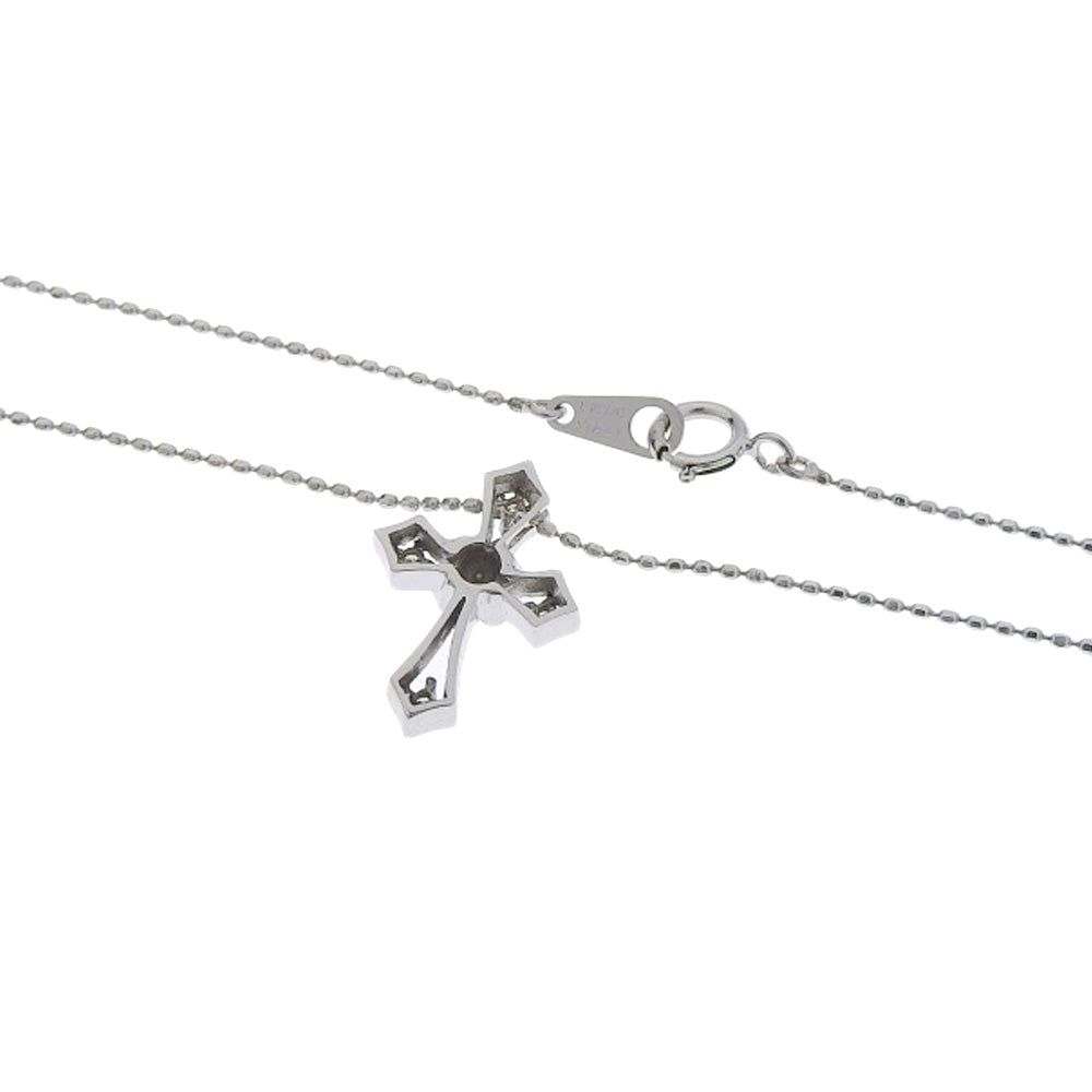 K18WG Diamond Cross Necklace 0.04ct 40cm