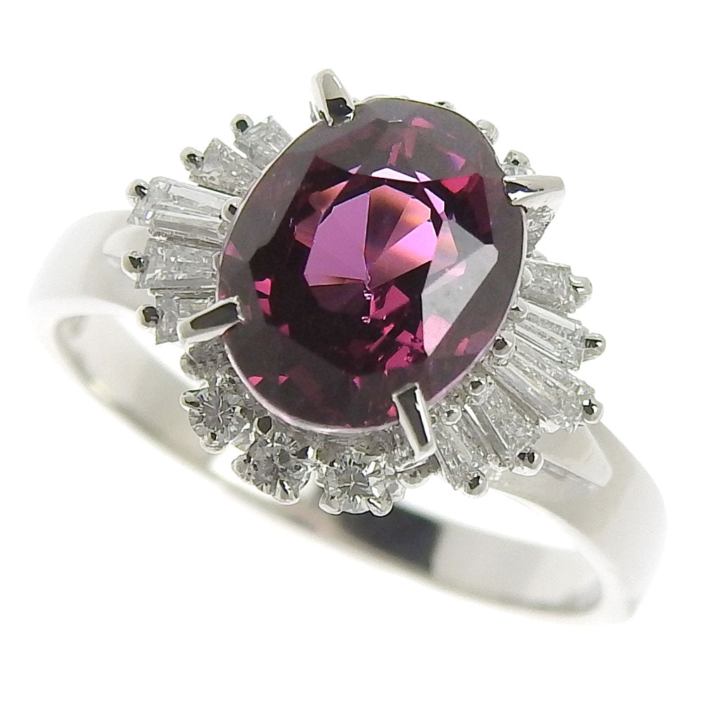 Pt900 Garnet Diamond Ring 16.5 No Brand