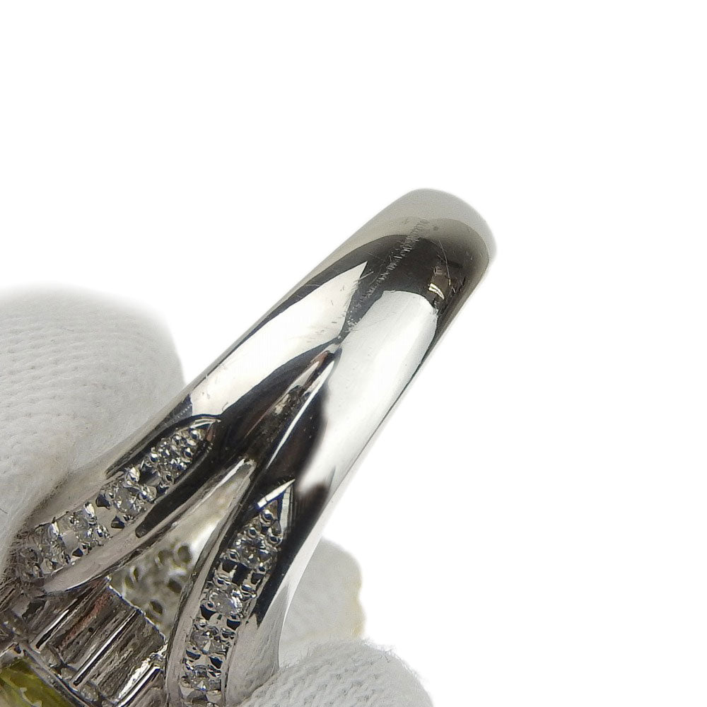 Platinum Pt900 Titanite/Sphene Ring 1.40ct with Melee Diamonds 0.52ct, Size 13.5 in Excellent Condition