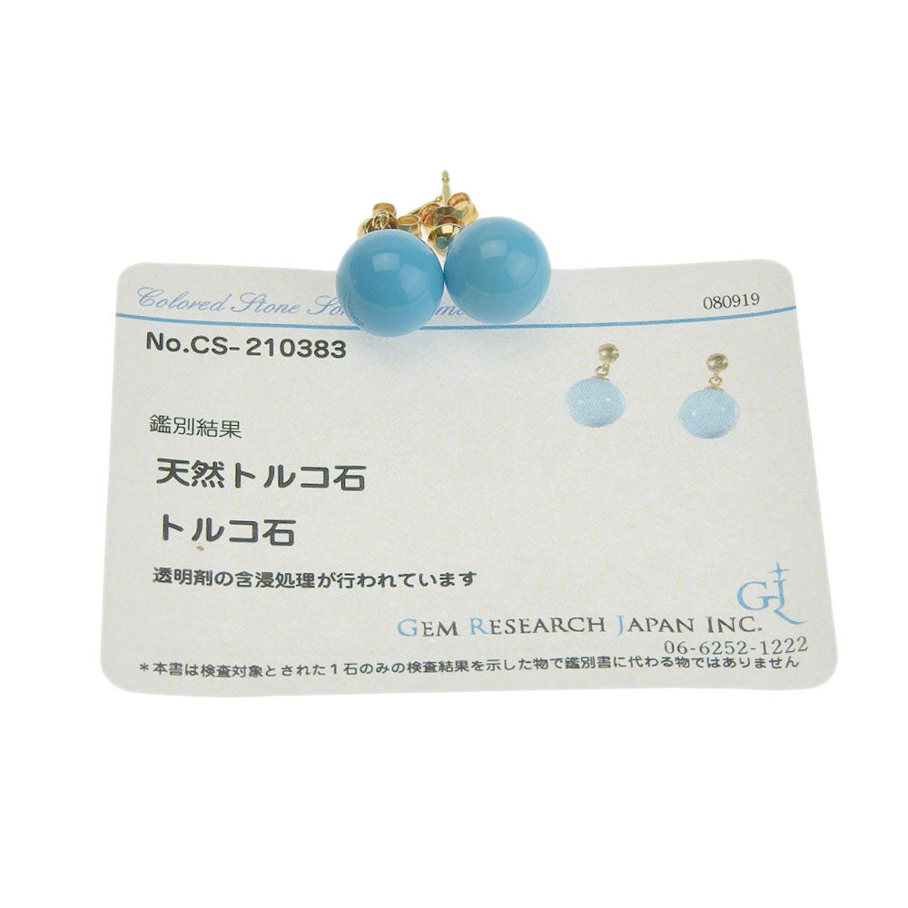 K18YG Turquoise 10mm Earrings No Brand