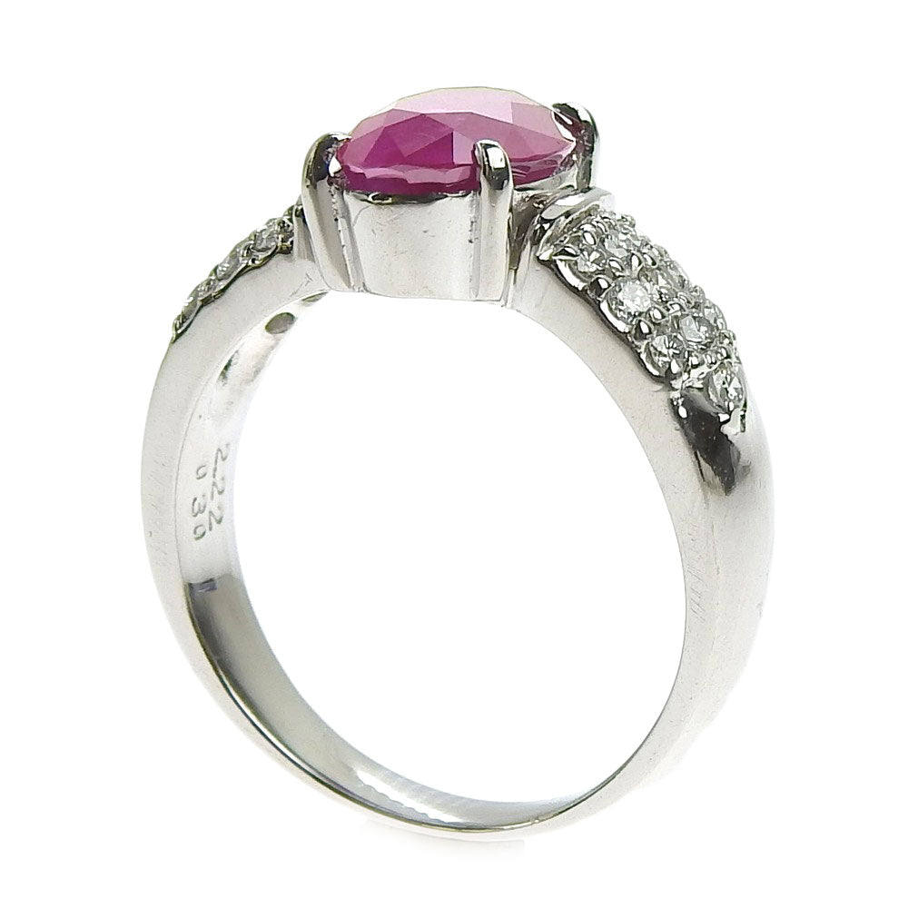 Platinum Ruby Ring PT900 2.22ct with Melee Diamonds 0.30ct Size 12