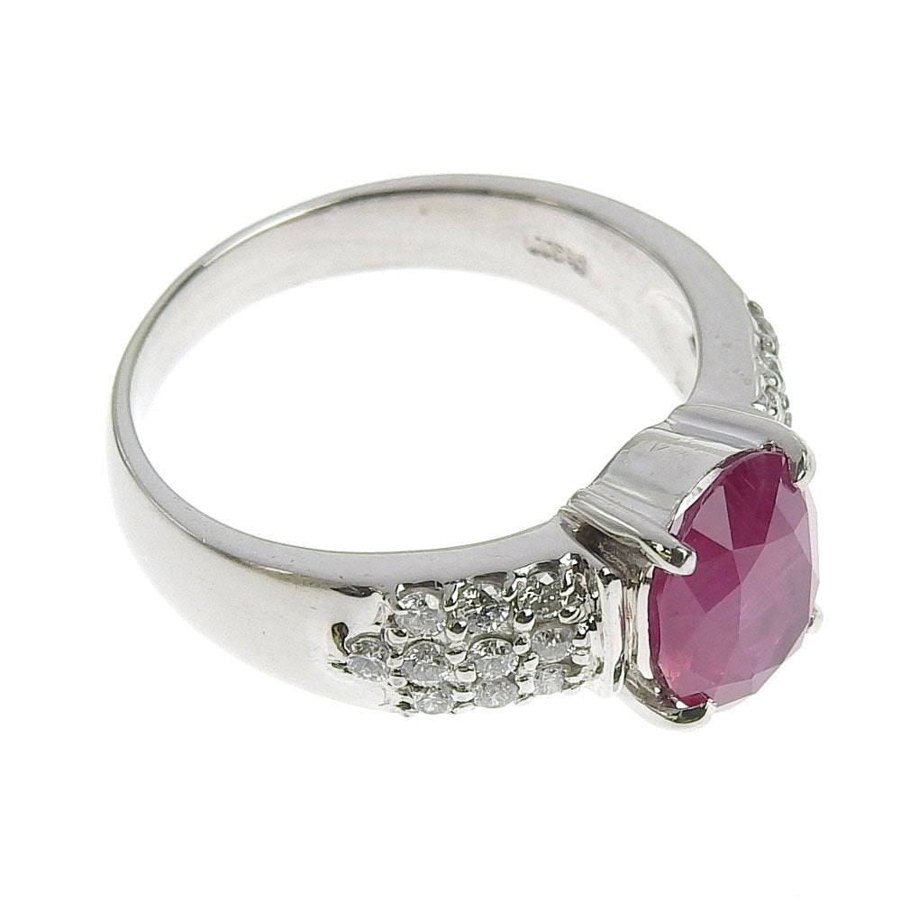 Platinum Ruby Ring PT900 2.22ct with Melee Diamonds 0.30ct Size 12