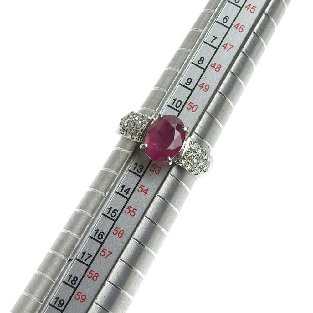 Platinum Ruby Ring PT900 2.22ct with Melee Diamonds 0.30ct Size 12