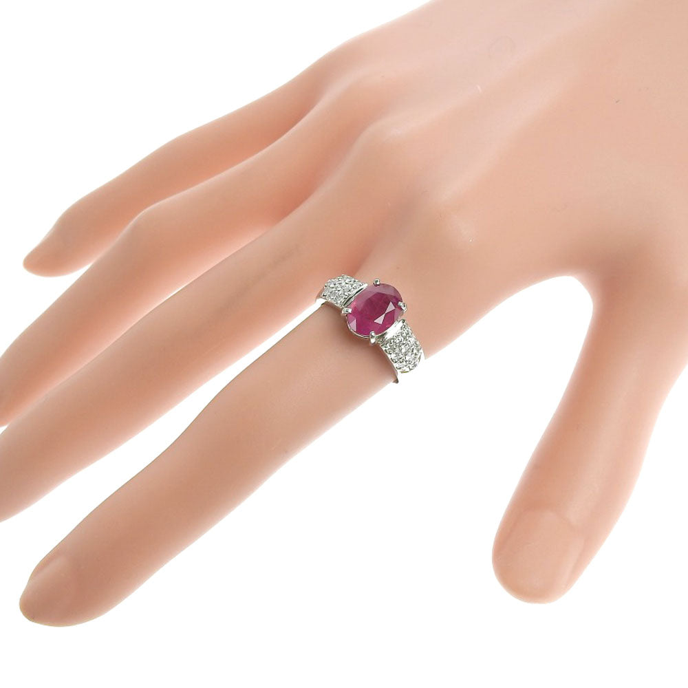 Platinum Ruby Ring PT900 2.22ct with Melee Diamonds 0.30ct Size 12