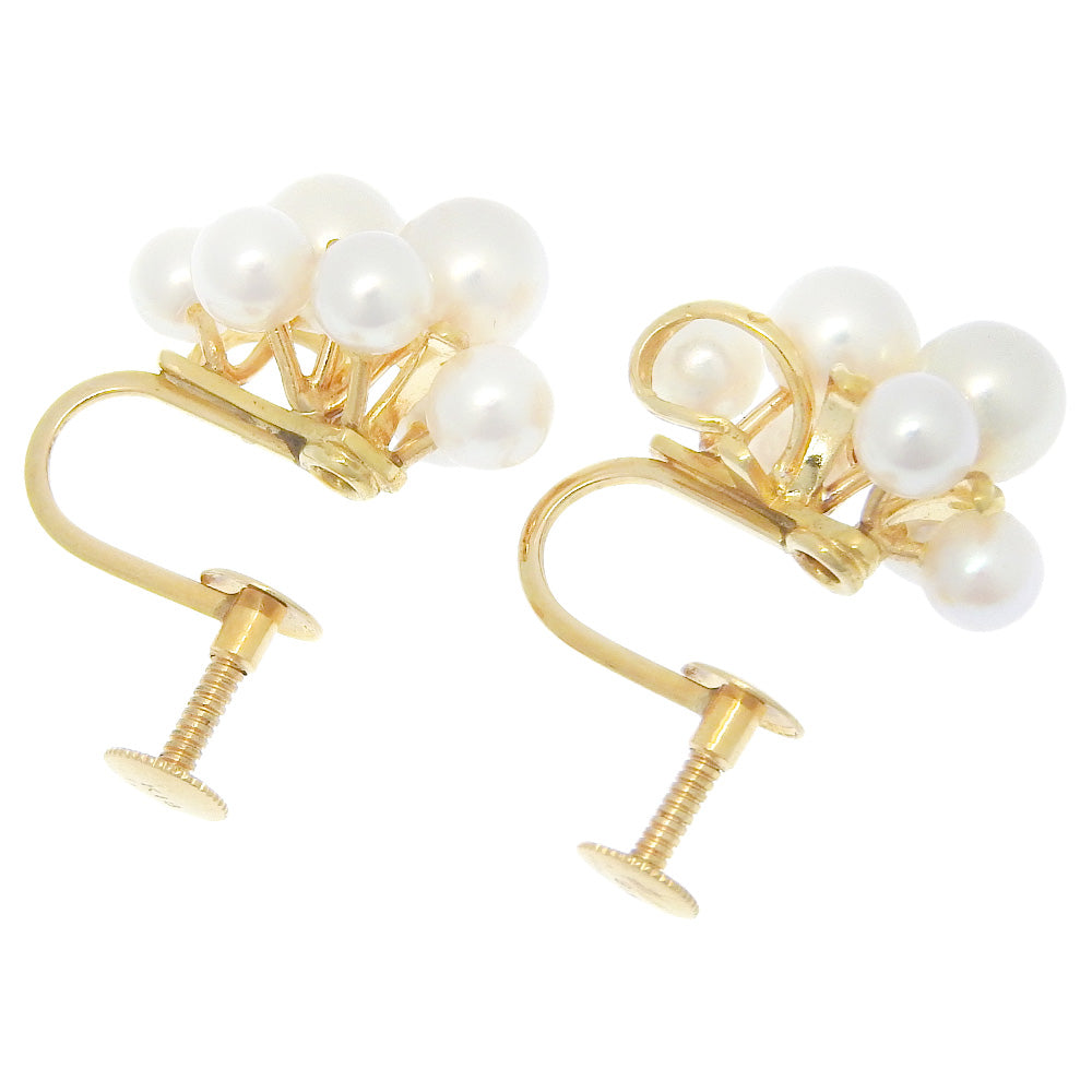 K18YG Baby Pearl Earrings, Yellow Gold, Screw Type, No Brand in Excellent Condition