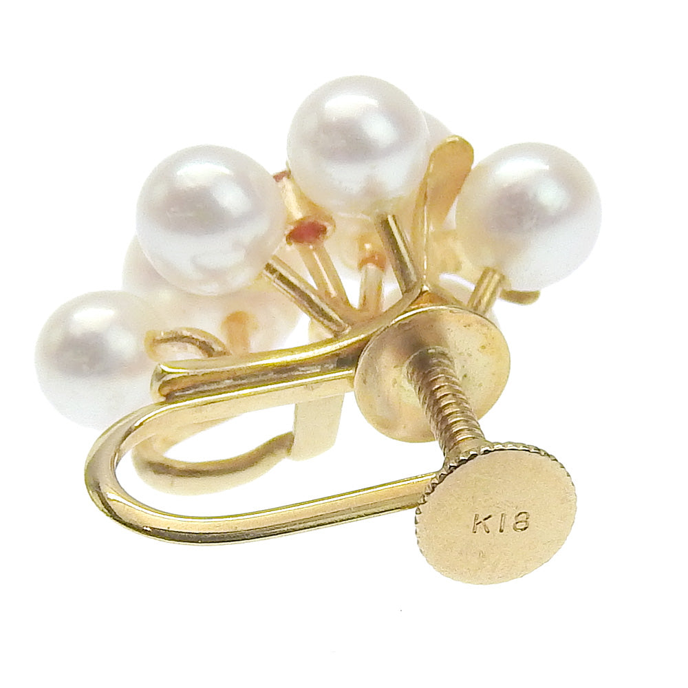 K18YG Baby Pearl Earrings, Yellow Gold, Screw Type, No Brand in Excellent Condition