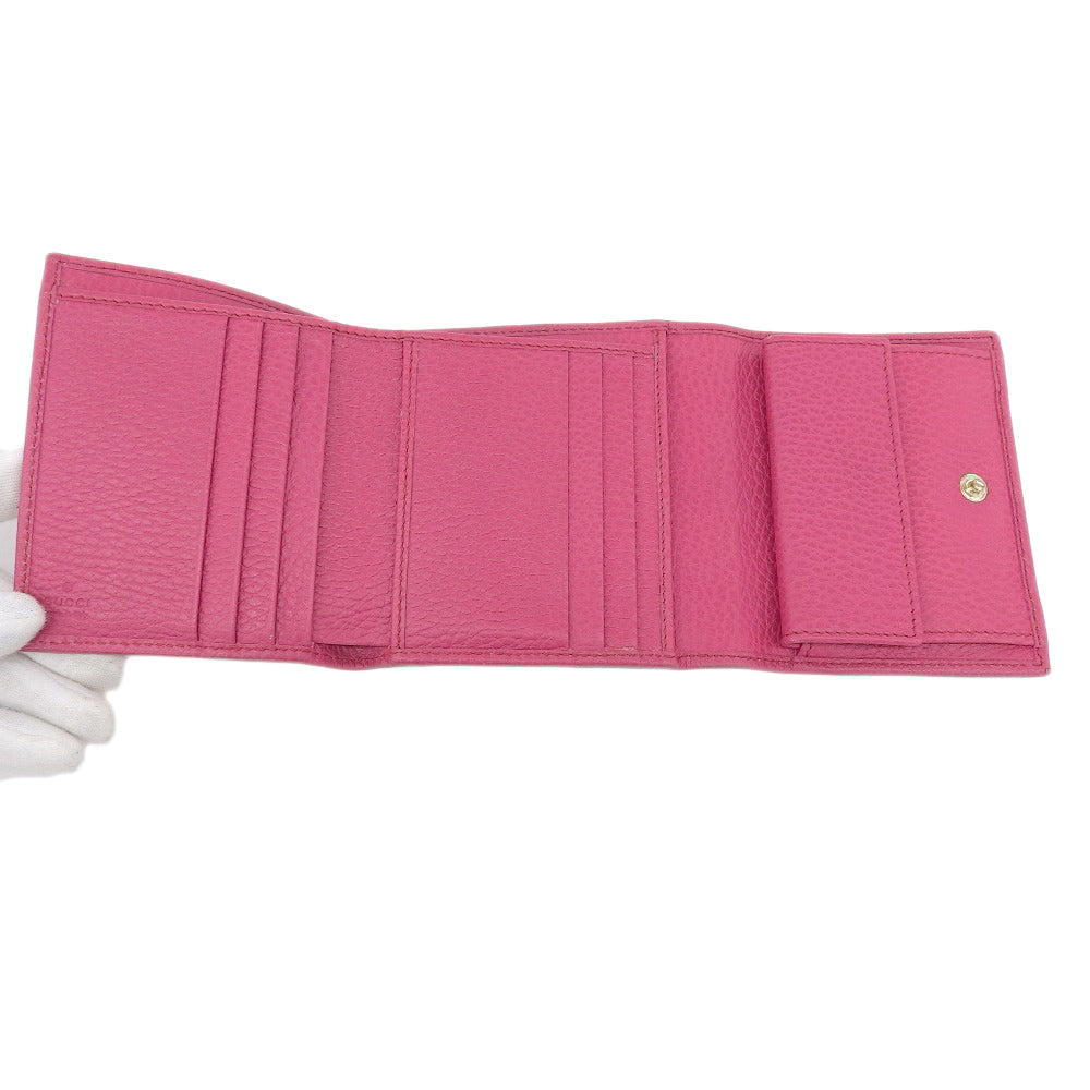 Gucci Leather Trifold Wallet Pink 368234 in Great Condition