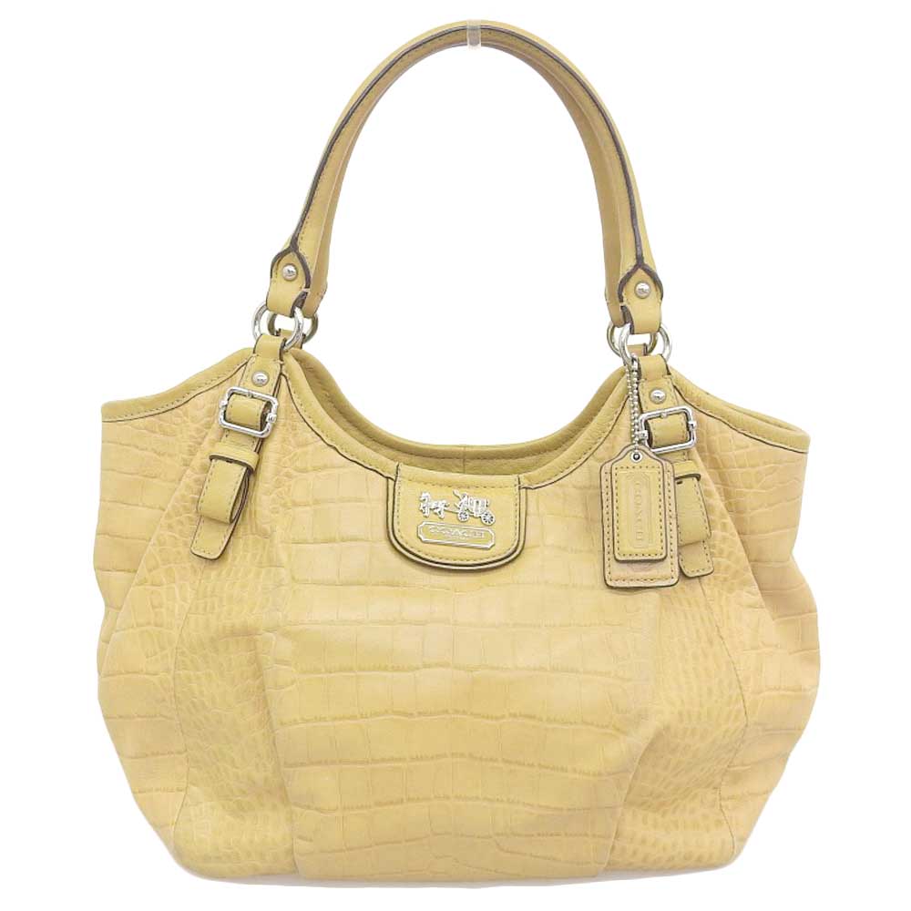 Coach Leather Shoulder Bag Cream Yellow 18616