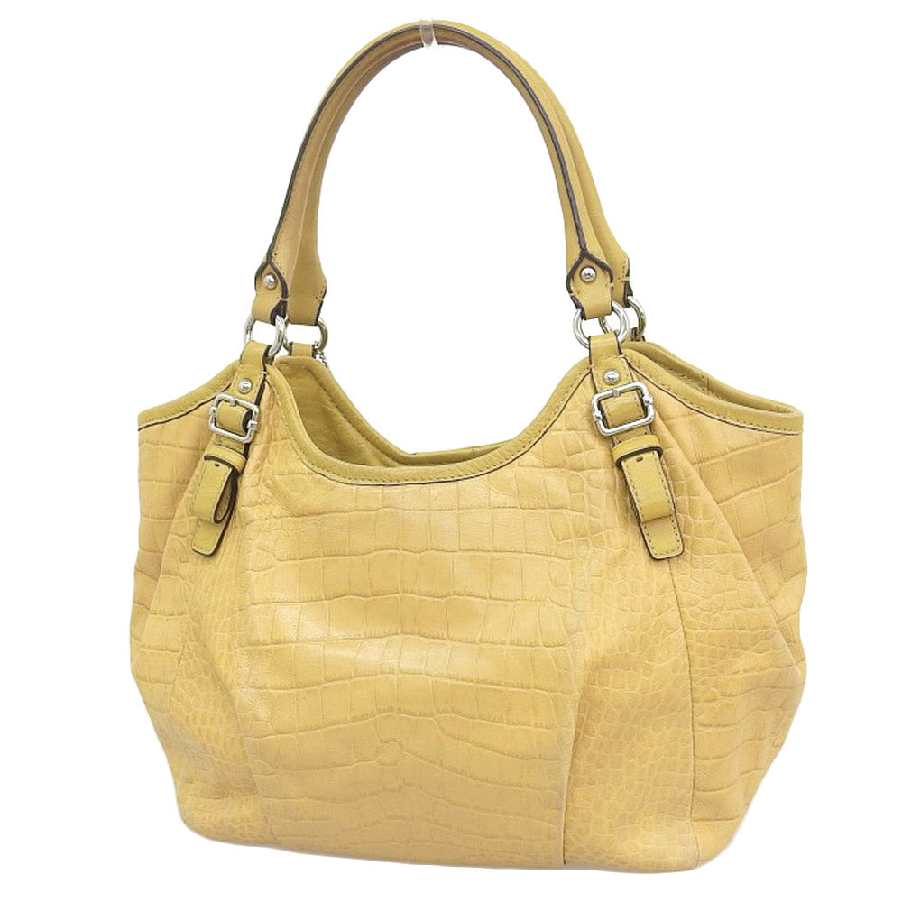 Coach Leather Shoulder Bag Cream Yellow 18616