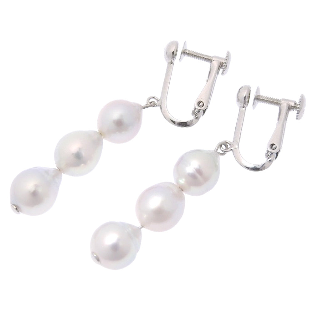 Baroque Pearl Earrings K14WG White Gold in Great Condition