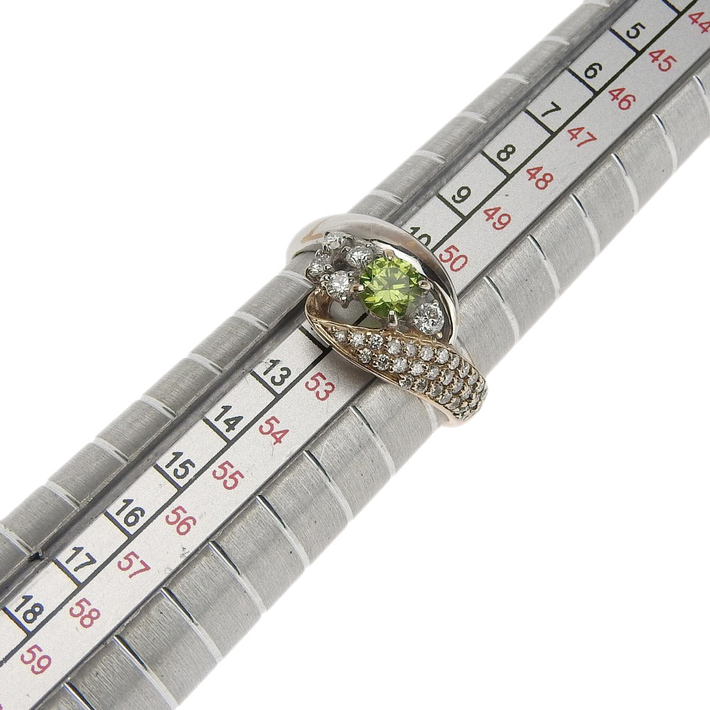 K18PG/K18WG Demantoid Garnet Ring with Melee Diamonds, Size 11