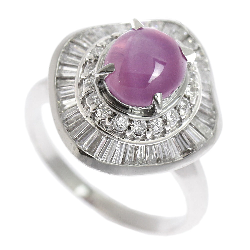 Platinum Purple Star Sapphire Ring PT900 3.39ct Diamond 1.356ct Size 12