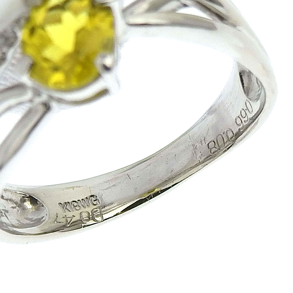 K18WG Yellow Tourmaline Diamond Ring Size 12 in Excellent Condition