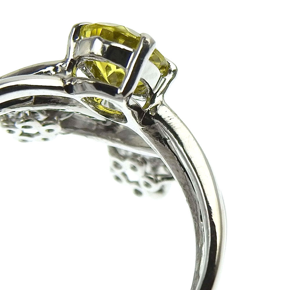 K18WG Yellow Tourmaline Diamond Ring Size 12 in Excellent Condition