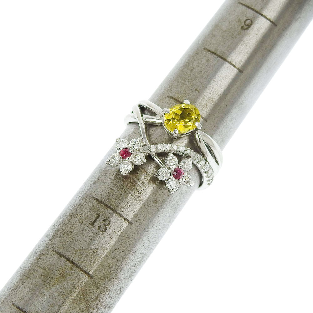 K18WG Yellow Tourmaline Diamond Ring Size 12 in Excellent Condition