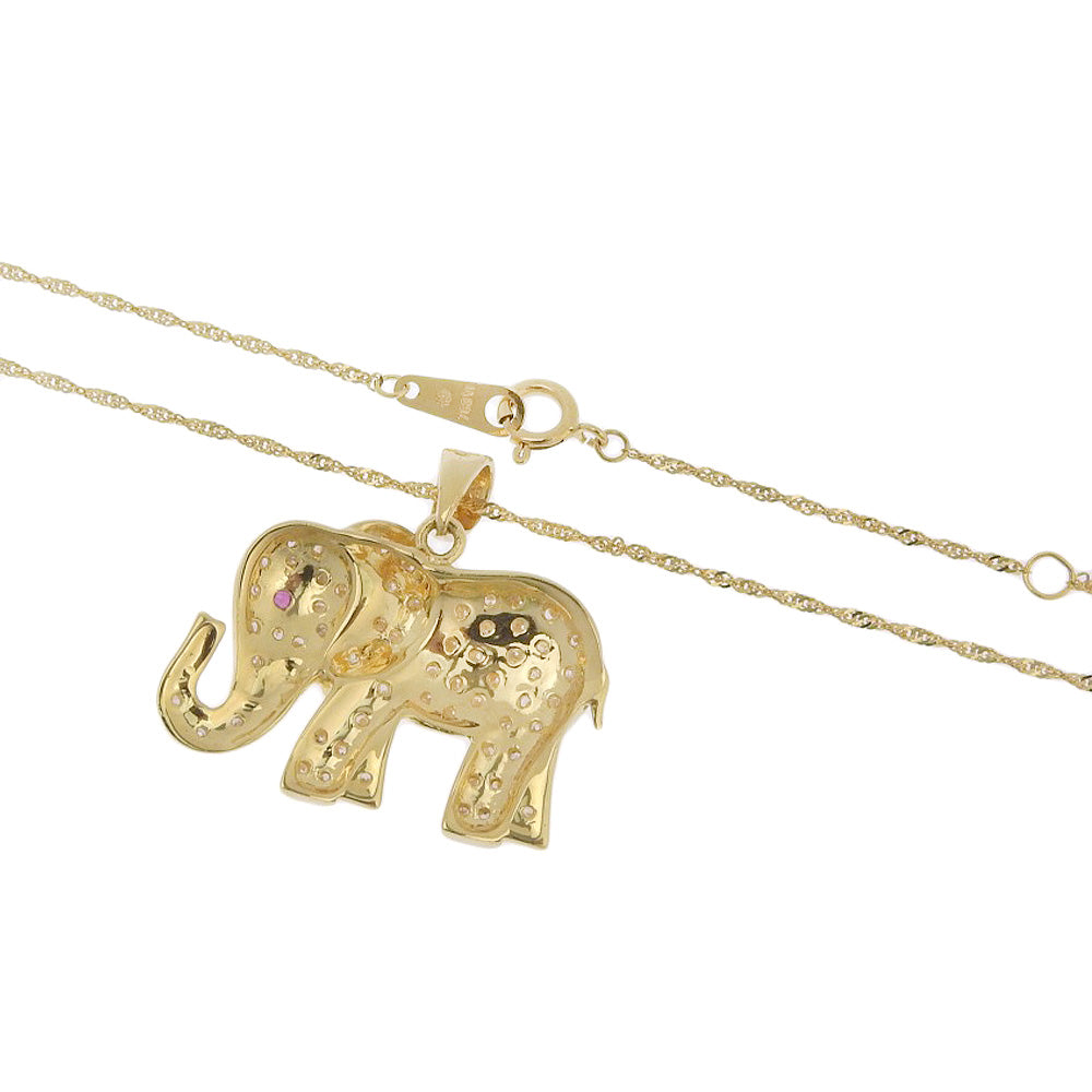 K18YG Diamond Elephant Motif Necklace 39.5cm