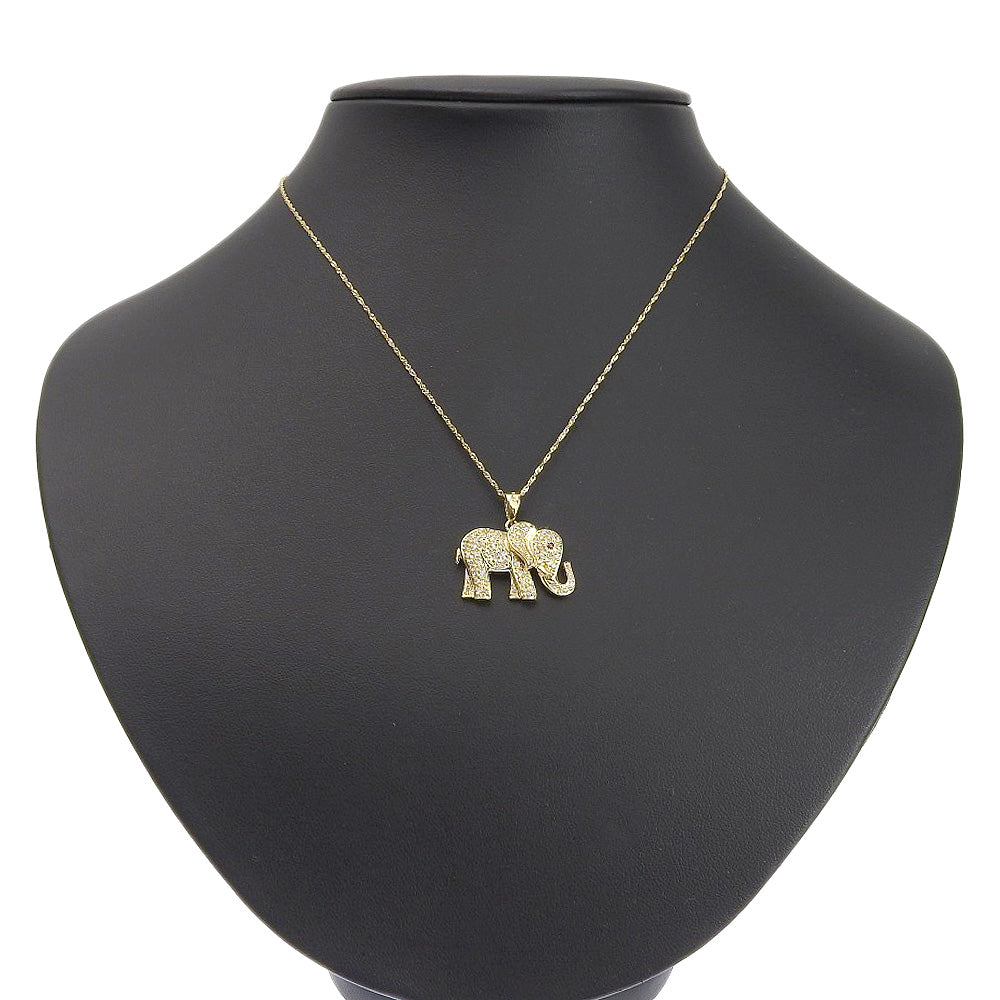 K18YG Diamond Elephant Motif Necklace 39.5cm