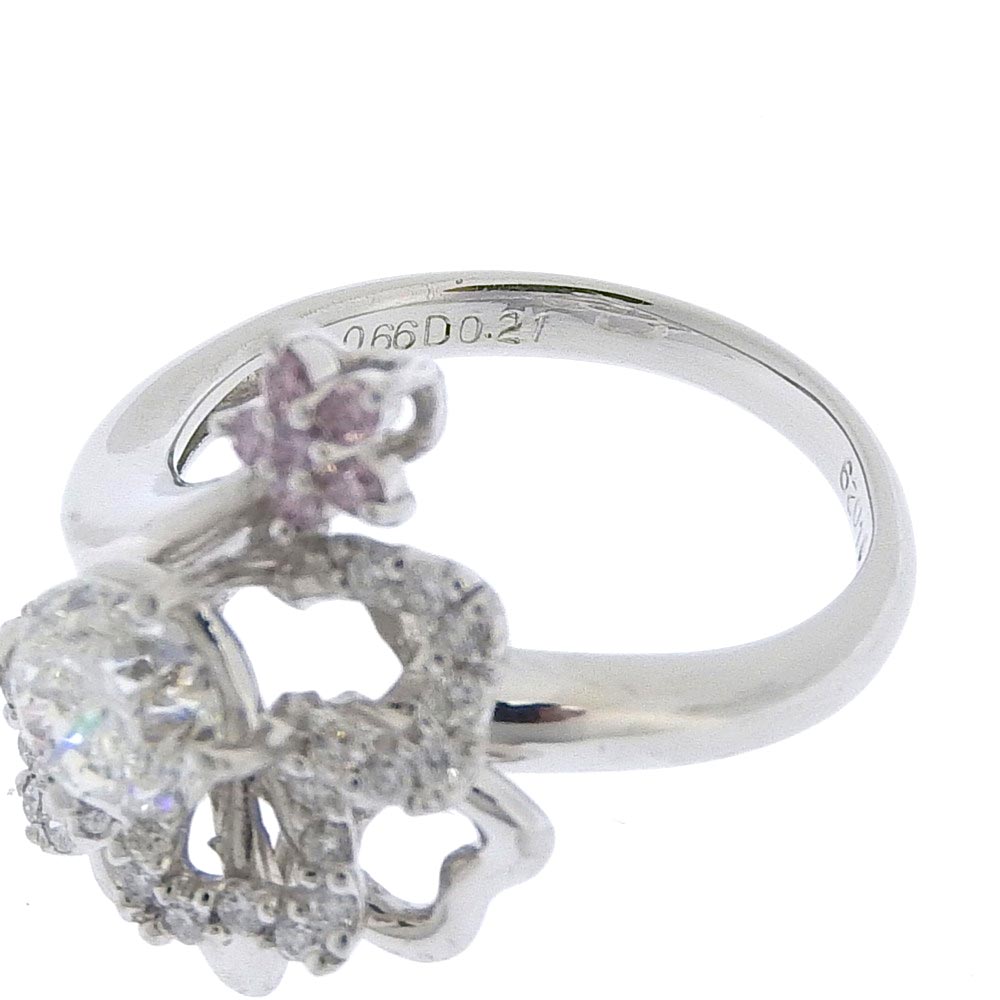 Pt900 Diamond Ring 1.027ct with Pink Diamond 0.066ct, Size 12.5