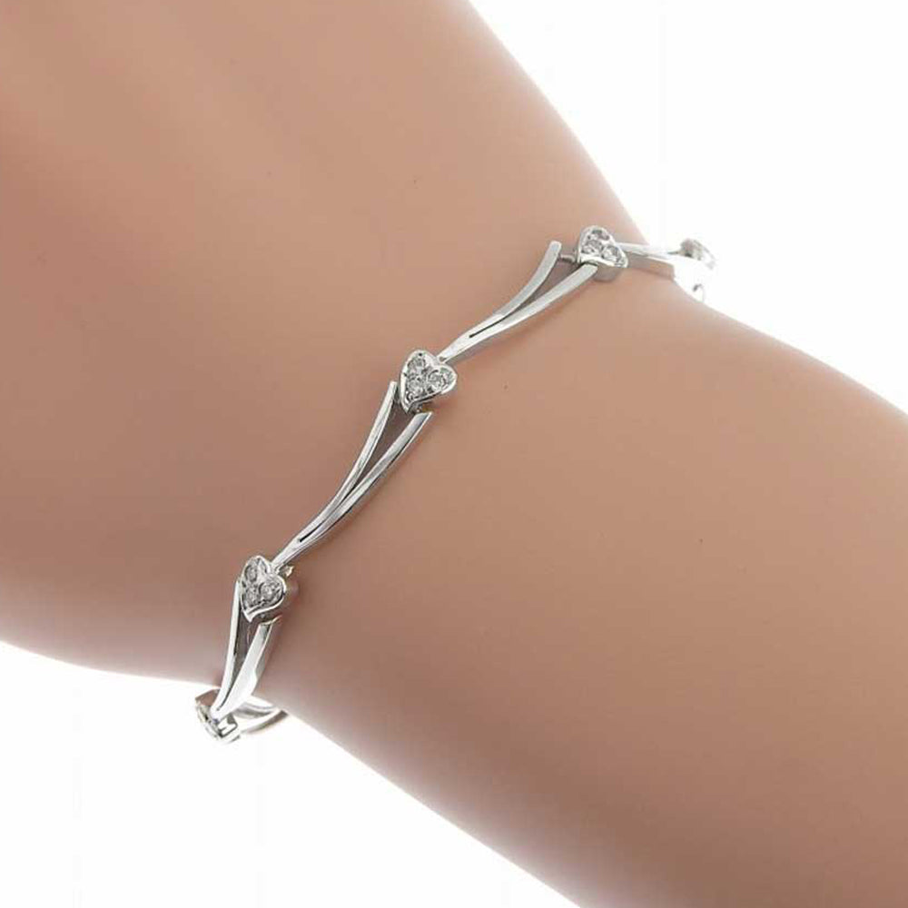 JEWELRY MAKI K14WG Diamond Heart Love Bracelet 17.5cm