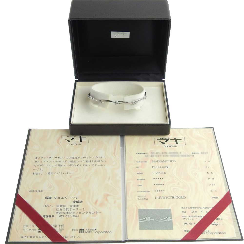 JEWELRY MAKI K14WG Diamond Heart Love Bracelet 17.5cm