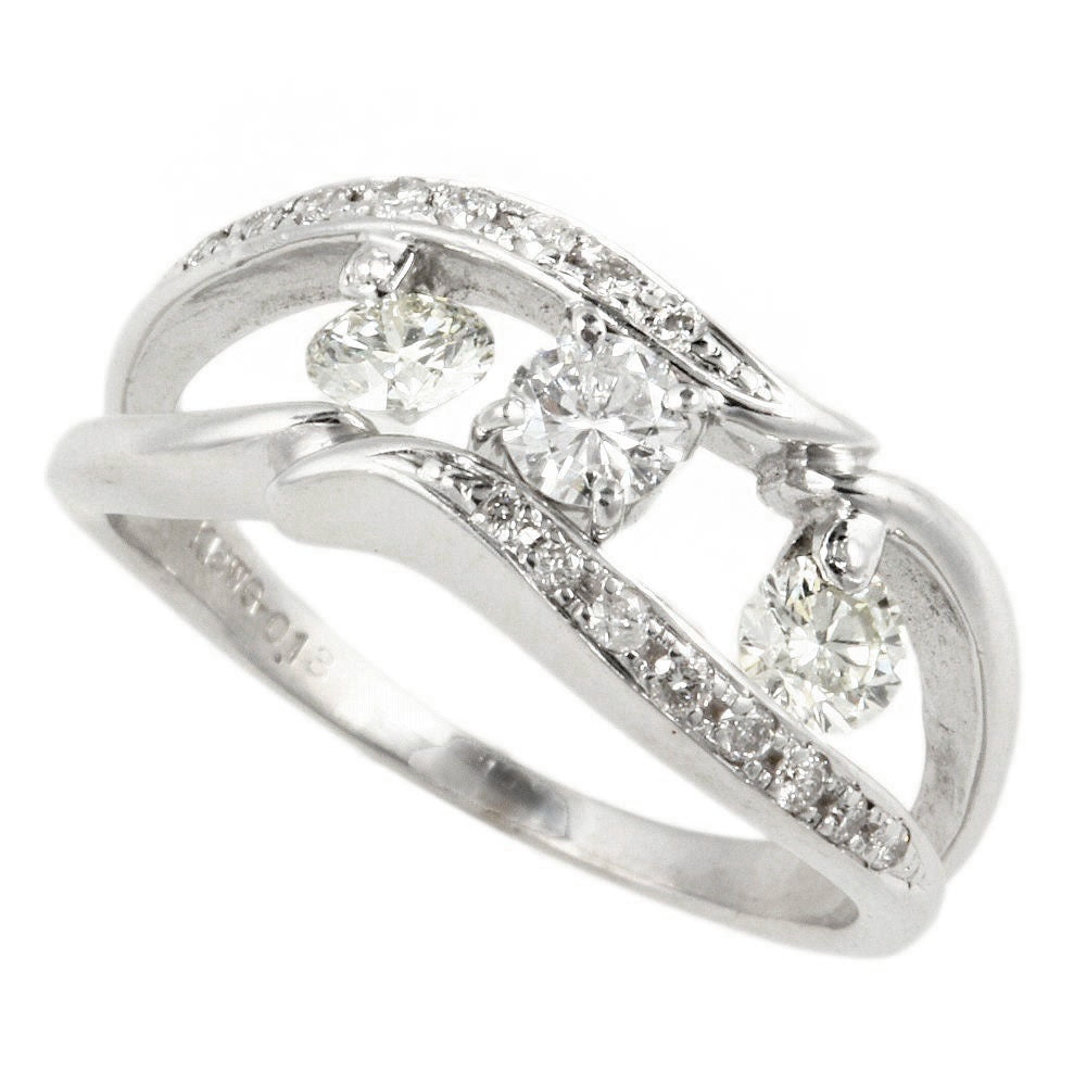 Diamond Ring K18WG 0.202ct 0.200ct 0.226ct 0.13ct Size 15