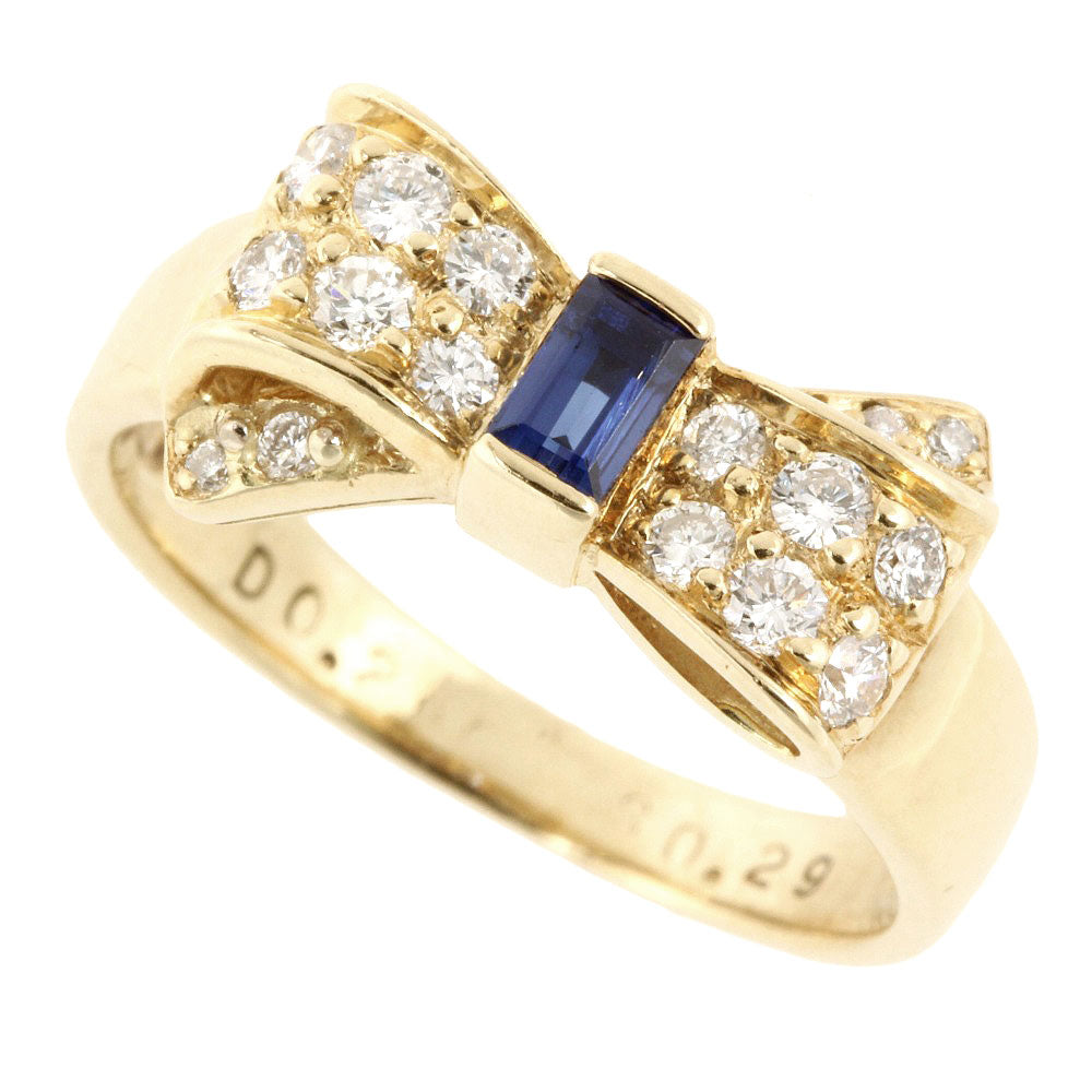 K18YG Sapphire Ring with Melee Diamonds