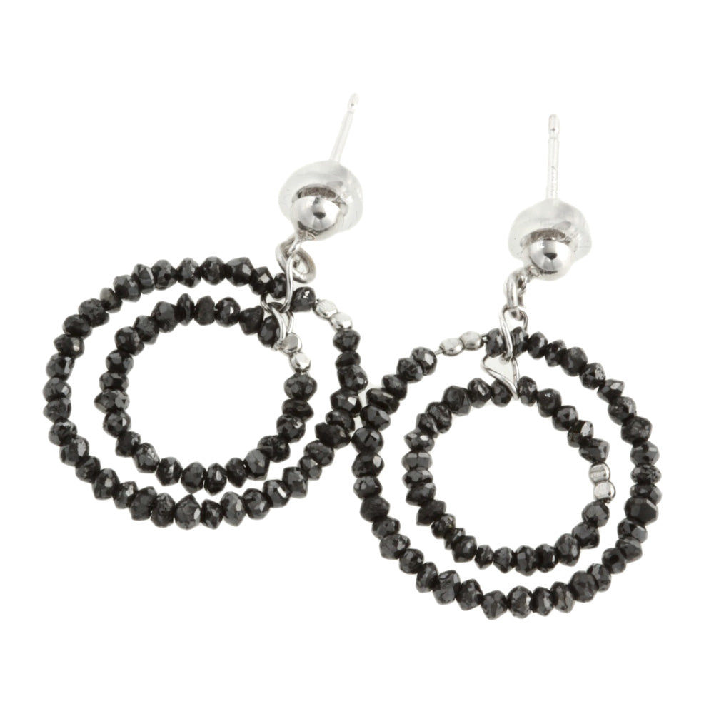 Black Diamond Earrings K14WG 1.7×2.6cm